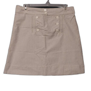 Old Navy skirt Womens 14 gray white striped mini seersucker Nautical Coastal